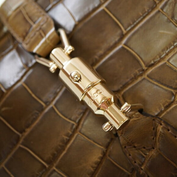 Gucci Jackie Firenze Alligator Shoulder Bag Crocodile khaki Green - Picture 8 of 8